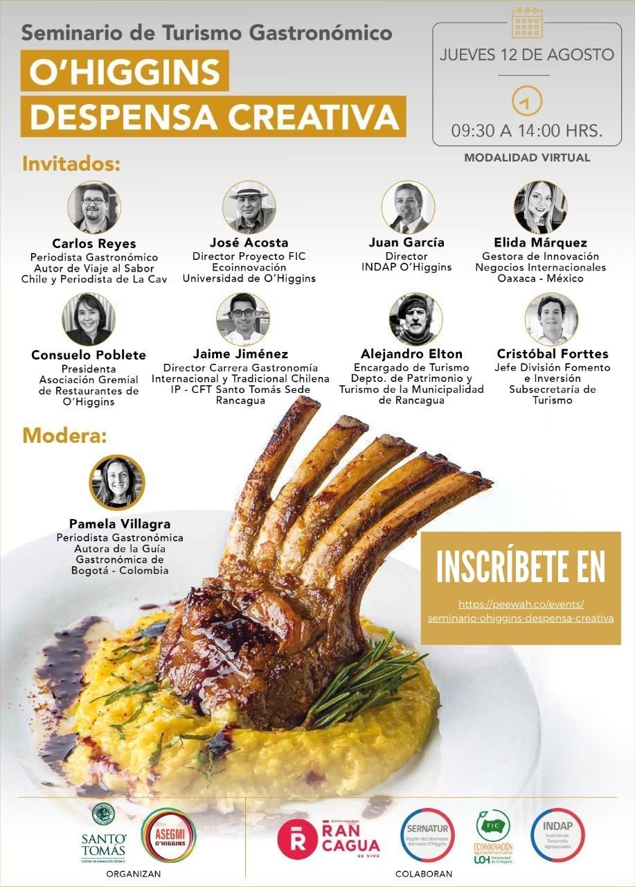 Seminario de turismo gastronómico se enfocará en la Región de O’Higgins